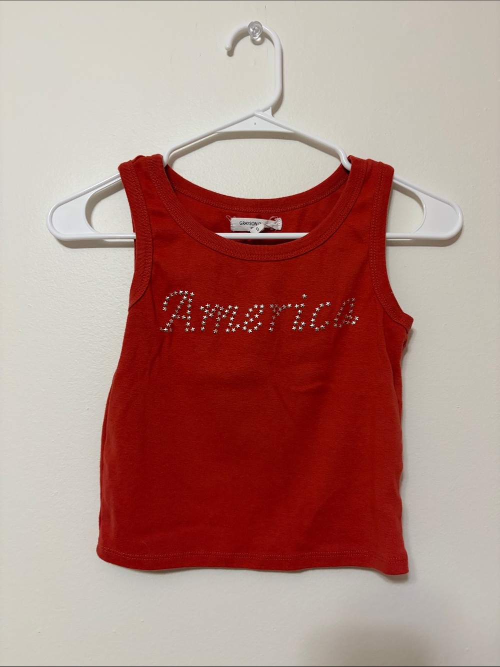 GRAYSON THREADS 4th of July America Red Cropped Tank Top